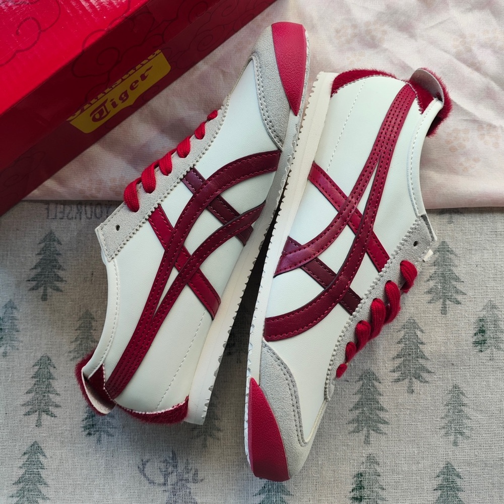 Onitsuka Tiger by Asics White and Red Low-Top Sneakers - Picture 3 of 6